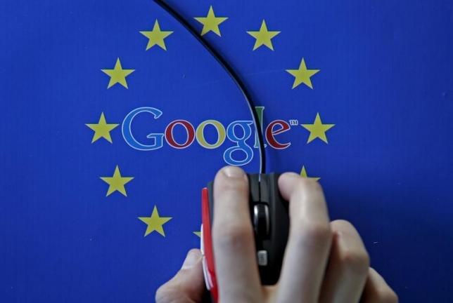 File â€“ A woman hovers a mouse over the Google and European Union logos on April 15, 2015. Photo: Reuters