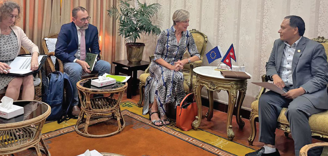 Ambassador of the EU to Nepal Veronique Lorenzo pays courtesy call to the minister Kulman Ghising